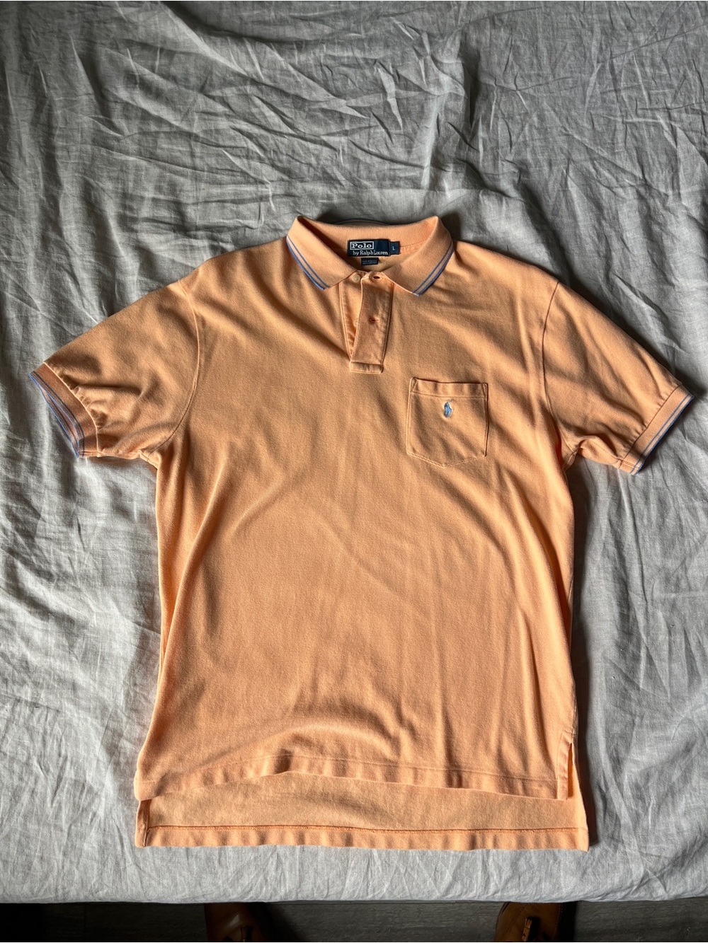 Ralph Lauren Peach Short-Sleeve Polo with Contrast Trim